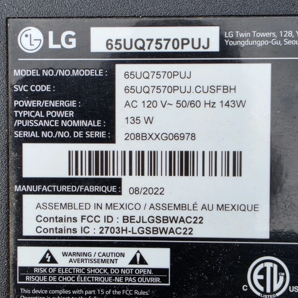 LG 65UQ7570PUJ Power Supply Board MP138GC-5SP7B Tested / Working Pull